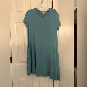 Teal Piko short sleeve dress